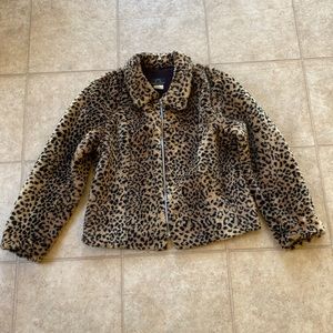 Faux leopard coat.